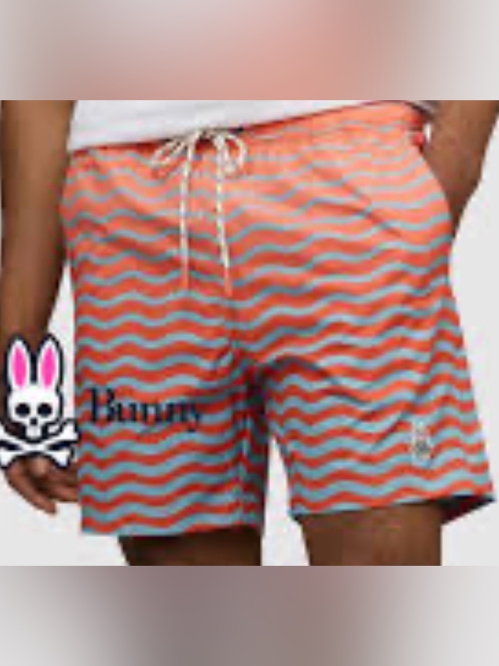 Psycho Bunny Pink and Navy Asymmetrical Striped Handkerchief Skirt